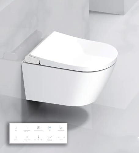 Inodoro de estilo japonés suspendido W240 | Limpieza con chorro de agua | Secado aire caliente | Mando a distancia| Descarga automática | Asiento calefactable