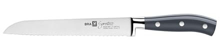 BRA Signature | Cuchillo pan 200 mm, Acero Inoxidable alemán forjado con Molibdeno Vanadio, Mango Remachado ABS, Diseño Ergonómico, Hoja 1,6 mm espesor