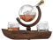 DEFBOW Whiskey Decanter Sets for Men, Whiskey Decanter, Ship Globe Set with 2 World Whisky Glasses, Beautiful Craft Wine Bottle, Friendship Boat for Liquor, Scotch, Bourbon, Vodka, 850Ml