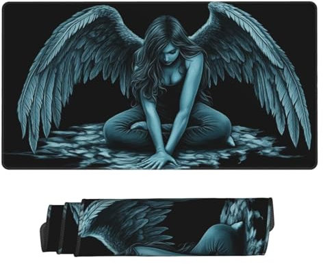 Gaming Mauspad, Mauspad XXL 600 x 300 x 3 mm Mousepad Angel Mauspad Gaming Zubehör mit Anti Rutsch Basis Mouse Pad Wasserdicht und Langlebig für Maus und Tastatur, Home Dekor, Gaming Zubehör m-1064