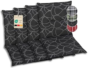 GO-DE Textil Bequeme und attraktive Polsterauflagen für Niederlehner-Gartenstühle (4er-Set, Art anthrazit, Niederlehner)