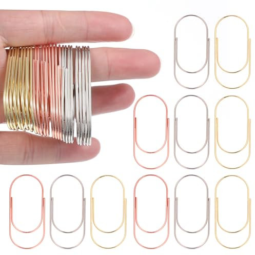 Büroklammer 30 Stück Große Büroklammern, Gold Metall Büroklammern Paper Clips Oval Motiv Büroklammer für Büro Klassenzimmer Aktenklammer Schulsachen (Silber Gold Roségold)