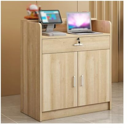 HBOOMOEM Empfangstheke，Laden-Theke，Rezeption BüRomöBel ，Empfangstheke Rezeption Friseur，Rezeptionstresen FüR Salon Restaurant Cafe，Geeignet FüR Einzelhandel, Lobby, BüRo.(Wood,60cm/23.6in)