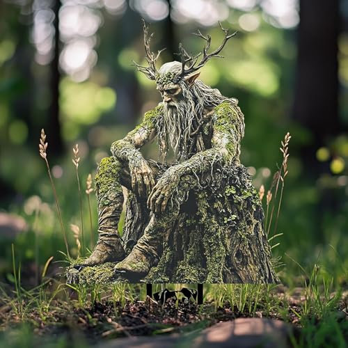 PANYIXUAN Gartendeko für DraußEn Wetterfest Troll 23 X 30 cm, 2D-Acryl, MäRchengarten-Figur (Grün)