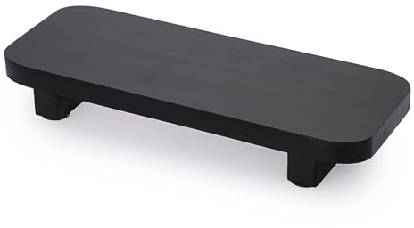OGANAZI Badezimmer Deko Holztablett Klein Servierplatte mit Füßen 27x10x4cm | Schwarz Dekotablett Rechteckig Badewannenablage Modern Deko Tischtablett für Schminktisch, Toilettentisch, Waschtisch, Spüle