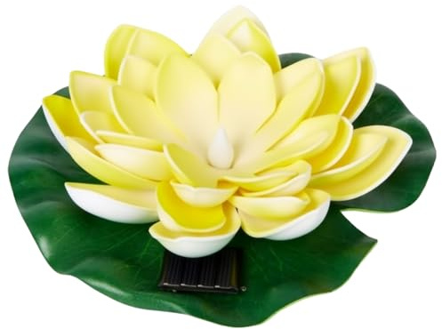 TaimeiMao Solar Seerose Schwimmend, Lotus Laterne17.5x6cm (Gelb) | Schwimmende Lotuslichter,Solarlampen für Außen,Solar Lotusblüte,Künstliche Seerosen,für Gartenlichter und Teichbeleuchtung