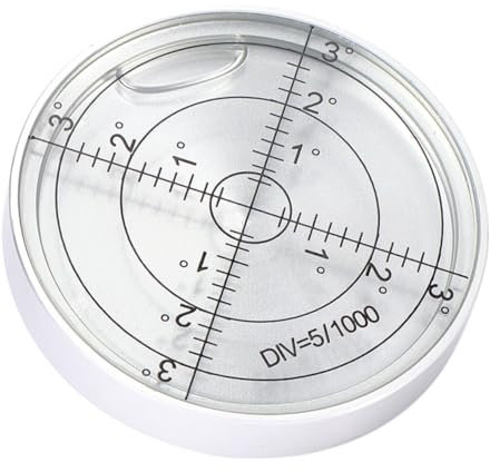 LALAFINA Runde Wasserwaage Präzisions Wasserwaage für Bau und Vermessungsarbeiten im Freien Silber mit Weißer Flüssigkeit Langlebig und Tragbar