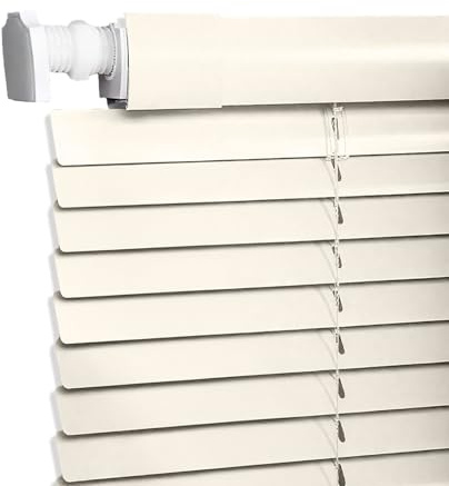 Alu-Jalousie ohne Bohren, Lamellen 25 mm breit Jalousien, nach Maß, Sichtschutz Jalousien für Fenster, Lichtschutz Aluminium Jalousie Für Haus/küche/büro(Milky White)
