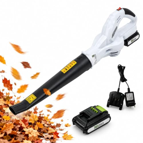 TRUTZHOLM Akku-Laubbläser 20V mit 2000mAh Akku und Ladegerät – kabelloser, 1,4 kg Leichter Laubbläser mit ges. 90 cm Länge, 40 min Laufzeit, ergonomischem Griff und 93 dB Leistung für Hof Garten