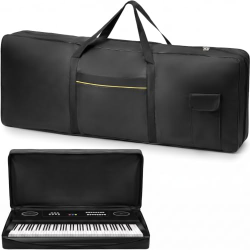 QWORK® Keyboard Tasche für 61 Tasten, 600D Oxford 100 x 39 x 13 cm Piano Keyboardtasche Tragbar mit Außentaschen