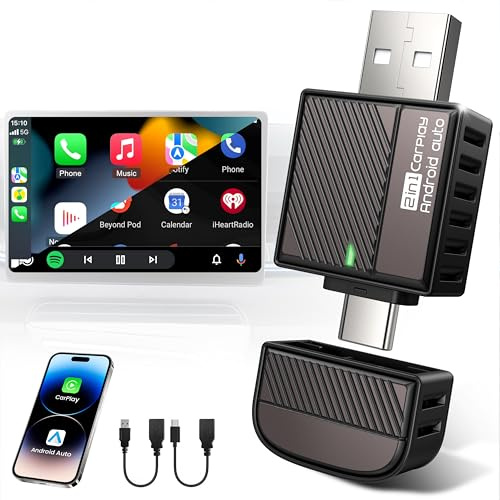 Wireless Android Auto & CarPlay Adapter 2-in-1, 2026 Upgraded UK Apple Car Play Dongle [Mini, Latency-Free, Auto Connect] Convert Wired to Wireless via USB-A/C, Plug & Play, Fit for 2016+ Cars -Black