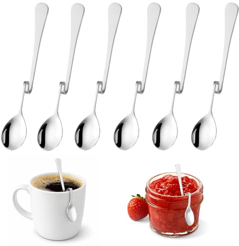 6 Pcs Latte Macchiato Löffel, Marmeladenlöffel,Löffel,Latte MacchiatoLöffel, Joghurt, Cocktail, Edelstahl Poliert, Spülmaschinengeeignet, Frei Von Nickel