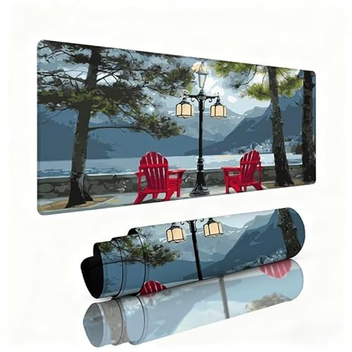 Gaming Tapis de Souris Chaise Grand Tapis de Souris 1200x600x3mm Mouse Pad Éclairage Public avec Une Base Caoutchouc Antidérapante sous Main Bureau Accessoire Gaming pour Gamer Maison Bureau W1-506