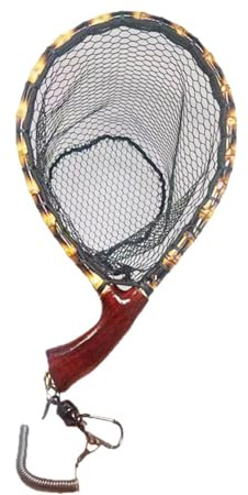 QUXVUIS Small Fly Fishing Stream Net Maneuver Ealy In Tight Spaces With Precion Bamboo Root Portable Handmade Fishing Net