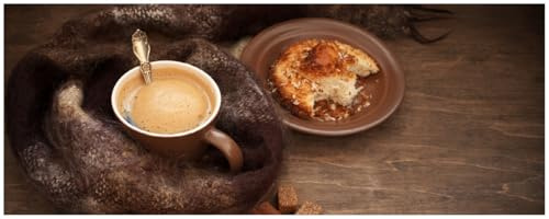 Wallario Küchenrückwand selbstklebend 115 x 50 cm, Motiv: Kuchen und Kaffeegenuss | Spritzschutz abwischbar & pflegeleicht