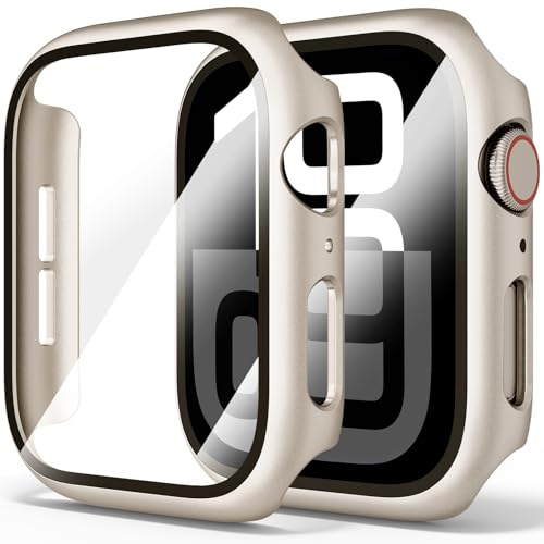 【2 STÜCK】 Hard Hülle Mit Glas Displayschutz für Apple Watch SE 3/SE 2/SE/6/5/4 40mm Schutzhülle mit Displayschutzfolie 40mm (Polarstern*2)