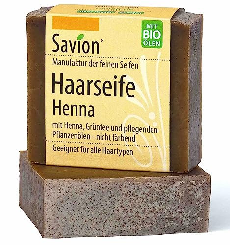 Savion Haarseife Henna, für alle Haartypen, Vegan, Palmölfrei, Tierversuchsfrei, Plastikfrei, 85g