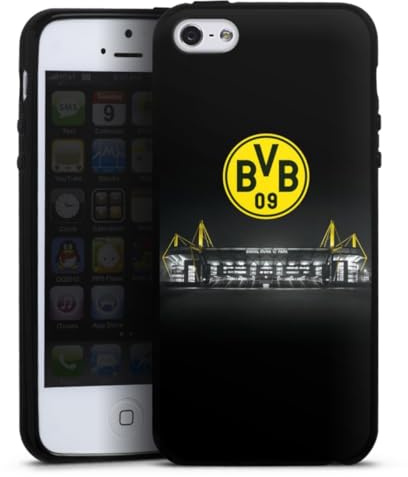Silikon Hülle kompatibel mit Apple iPhone SE (2016-2019) Case schwarz Handyhülle BVB Stadion Borussia Dortmund