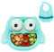 brunoko Assiette ventouse pour bébé Assiette ventouse pour bébé avec bavoir - Assiette anti-renversement en silicone avec set de table -Vaisselle sûre pour le lave-vaisselle et le micro-ondes