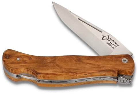 Arbalete G. David - 12 cm Laguiole Jagdmesser - Griffschalen massives Eichenholz - Klinge 10 cm matt