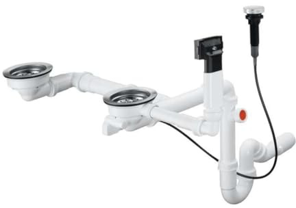 Vidage automatique pour évier 2 bacs granite HANSGROHE D17-10 inox
