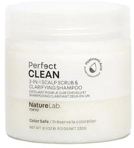 NatureLab Perfect Shine Scalp Scrub - Paraben-Free Dry Scalp Treatment + Scalp Moisturizer - 3-in-1 Gentle Foaming + Exfoliating Scrub with Grape Stem Cells, Pearl + Hyaluronic Acid (8.1 oz / 230g)