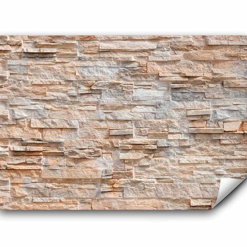 murando Fototapete selbstklebend Steinwand 343x256cm Foto Tapete Tapetenfolie Möbelfolie Wandverkleidung Wandtapete Motivtapeten Bildtapete Wohnzimmer Schlafzimmer 3d Effekt Steinoptik Stein 3d Effekt