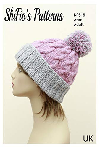 KP518 Ladies Aran Cabled Beanie Hat Knitting Pattern