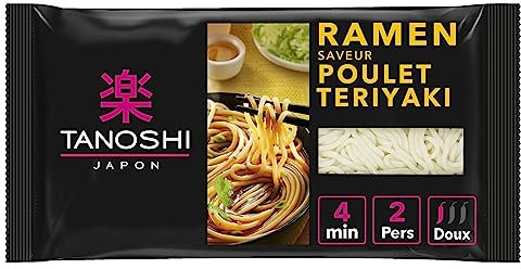 TANOSHI - Ramen Précuites Saveur Poulet Teriyaki - Nouilles Japonaises Instantanées - Pour 2 Personnes - 360 g