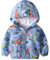 JinBei Blouson Garçon Manteau Capuche Veste Enfant Sweat-Shirt Zipper Poche Pull-Over Longue Manche Excavatrice Mince Manteaux Mignon Outwear Printemps Automne Coupe-Vent 3-4 Ans