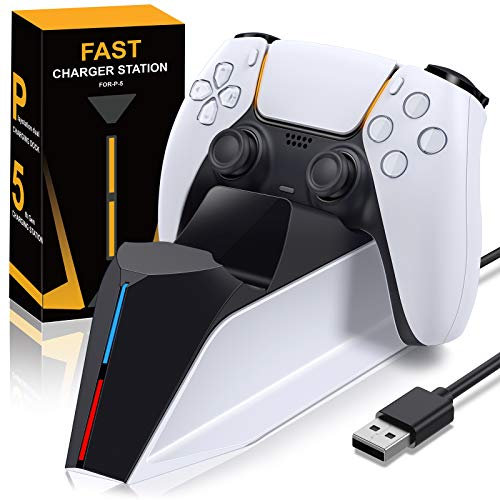 Kydlan Estación de Carga para Mando de PS5, Accesorios de PS5, estación de Carga DualSense con Carga rápida, Cable TypeC para Controlador PlayStation5, Cargador para Mando inalámbrico PS5