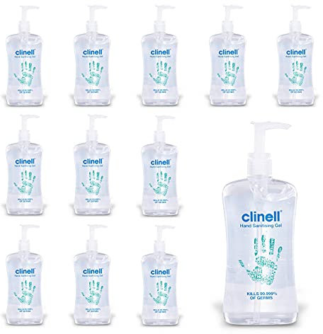 Clinell Hand Sanitiser Gel - Dermotologically Tested, Kills 99.99% of Germs, Quick and Kind to Skin, No Stickiness - 12 x 500 ml bottle