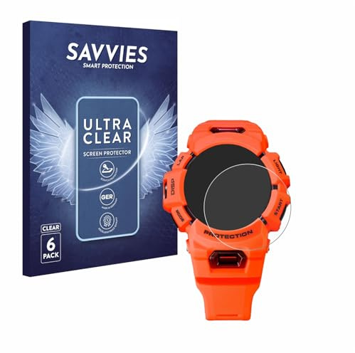 Savvies Schutzfolie für Casio G-Shock GBA-900 | 6 Stück Transparenter Displayschutz Made in Germany Ultra-Klar Displayschutz-Folie