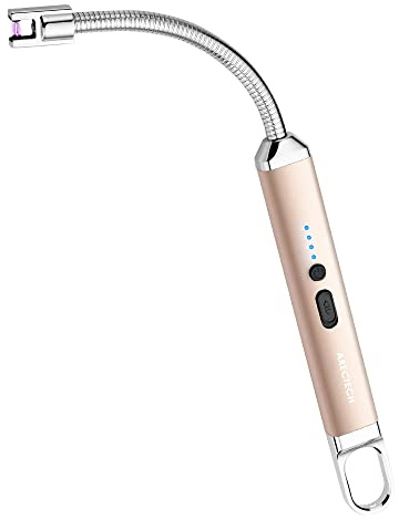 ARECTECH Electric Arc Candle Lighter Flameless Rechargeable USB Long Lighter with 360 Rotatable Bendable Neck for Candle Cooking BBQs Fireworks Gold