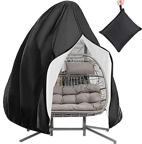 AUPERTO Hängesessel-Abdeckung, 200 x 230 cm, Doppel-Eierstuhl-Abdeckung mit Reißverschluss und Kordelzug, Outdoor, wasserdicht, winddicht, langlebig, strapazierfähig, Hängesessel, Möbelschutz