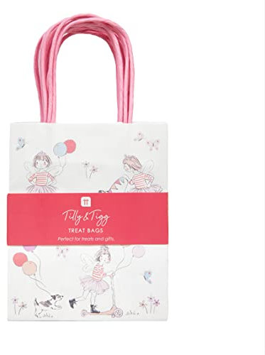 Talking Tables Tilly & Tigg Pink Party Girls with Handles | Kids Paper Treat Bags for Birthday Cake, Sweets, Gifts | Eco-Friendly, Recyclable, Alternative to Fairy or Princess Theme | 8pack
