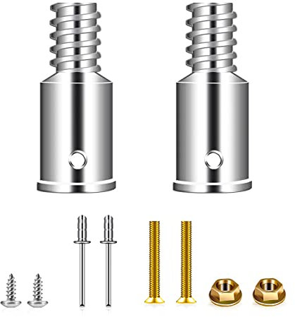Sartatue Thread Tip Replacement,Ultra Threaded Tip Repair Kit 0.8 Inch Extension Pole Adapter Tips Metal Threaded Handle Tips for Mop Broom Brush (0.8 Inch-2PCS)
