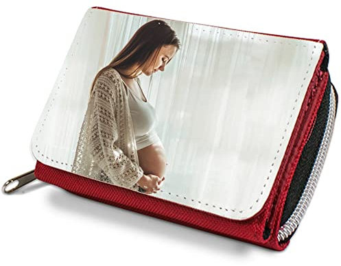 Ocadeau Rote Textilgeldbörse mit eigenem Foto personalisierbar - Roter Geldbeutel aus Stoff mit Fotodruck auf der Vorderklappe - Rote Stoffbrieftasche zum Selbstgestalten