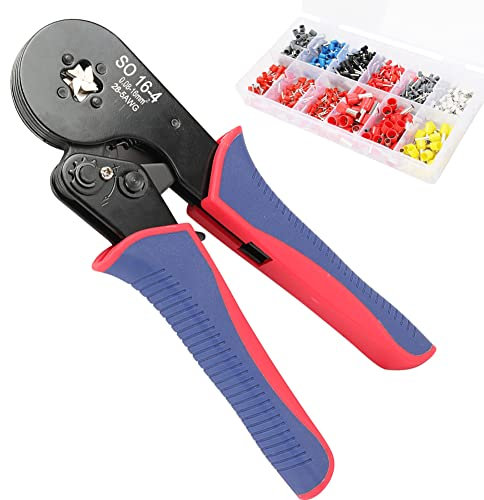 Crimpzangen Aderendhülsen Set,16-4 Quadrat-Crimpzange mit 700 Aderendhülsen Set, AWG 28-5(0.08-16 mm2), Aderendhülsenzange Crimpzange Presszange für Isolierte Unisolierte Crimpverbinder