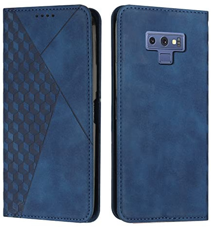 KOUYI Coque pour Samsung Galaxy Note 9, Premium Flip Housse Étui Protection Rabat Clapet Portefeuille Phone Cover Magnétique [Porte Cartes] Antichoc Béquille Cover (Bleu)