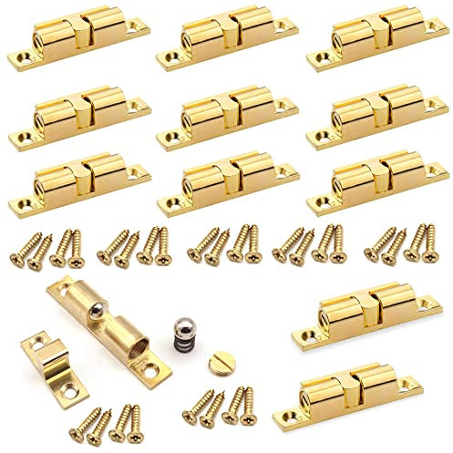 Dtoterul Brass Double Ball Catch Universal Door Catch 12 Pieces Ball Catch Furniture Door Catch Furniture Catch Door Lock for Kitchen Cupboard Doors Cupboards (Gold)