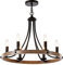 XZHGCEE Chandeliers Ceiling Light (53-143cm): Dual-Tone Round Design with Wooden & Black Finish - Rustic Farmhouse Wagon Wheel Chandelier for Kitchen, Dining Room, Bedroom Living Room