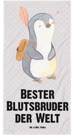 Mr. & Mrs. Panda XL Badehandtuch Blutsbruder - Geschenk, Saunatuch, Badetuch, Freund, Duschtuch, Familie, Bedanken, Geschwister, für, Geburtstag,