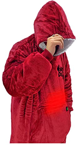 Warm Daddy Heated Hoodie, Double Layer, Front and Back Heating, Rechargeable Oversized hoodie, Temperature Control, Unisex, One Size