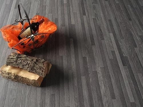 PVC Bodenbelag Vinylboden in schmalem Holz Design, grau, Zuschnitt (2m breit, 3m lang)