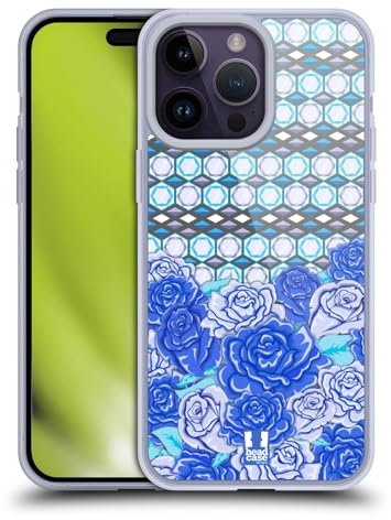 Head Case Designs Indigo Azul Floral Caso de Gel Suave Compatible con Apple iPhone 14 Pro MAX