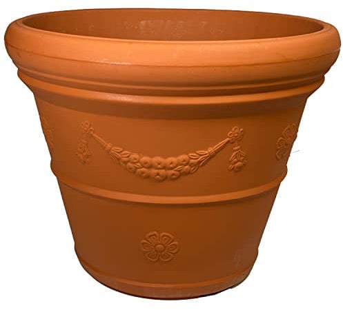 Design-Pflanztopf ROM in der Farbe Terracotta aus Kunststoff | Durchmesser von 40 bis 90 cm (Farbe: Terracotta, Größe F90) | Höhe: 71 cm