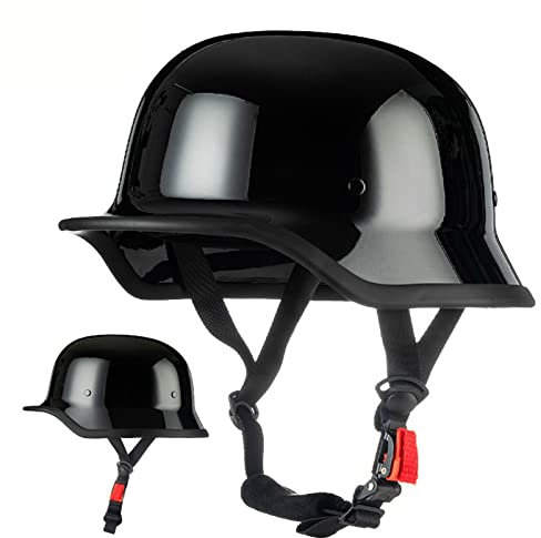 Demi-Casque De Moto Homologué Allemand Rétro Casque Ouvert avec Dégagement Rapide Adulte Jet Casque Moto Casquette De Baseball ECE Homologué Vintage Casque Bols 2,L:59-60CM