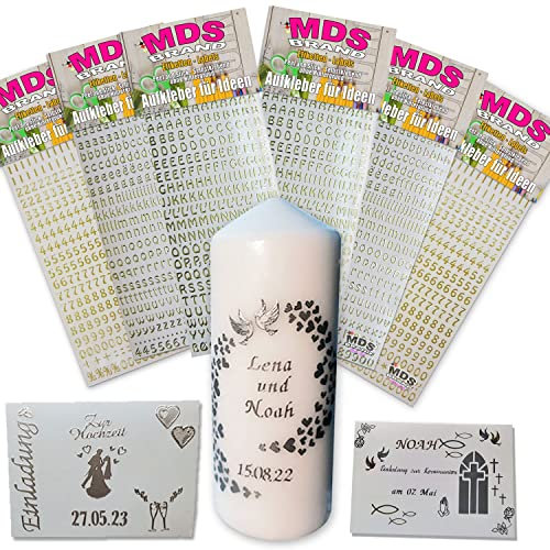 MDS Brand 1cm Buchstaben Aufkleber | 2X Pack | zum beschriften von Karten, Fotoalbum, Hochzeitskerze oder dankeskarten & Scrapbook, einfach zum basteln und gestalten 2x-66 (2x-66)