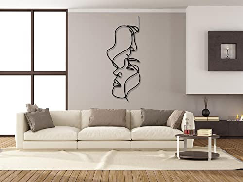 VAILLA Gesichter Line Art Wanddeko, Wandbild aus Holz, Wand deko in Schwarz, Home Wall Art Minimalistische Dekoration, Wandaufkleber 3D, Moderne Deko, Bilder für Zuhause Büro Schlafzimmer, Wohnzimmer